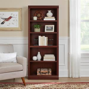 71 in. Dark Brown Wood 5-Shelf Classic Bookcase with Adjustable Shelves