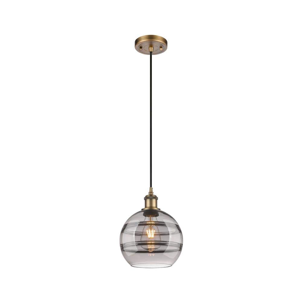 Rochester 100-Watt 1-Light Brushed Brass Standard Mini Pendant Light with Painted Glass Shade, No Bulbs Included price history on PriceWatchPro