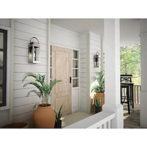 Union Square Collection 1-Light Stainless Steel Clear Flat Glass Farmhouse Outdoor Small Wall Lantern Light