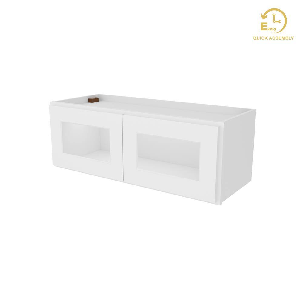 Easy-DIY 33 in. W x 12 in. D x 12 in. H Ready to Assemble Wall in Shaker White Kitchen Cabinet Glass Not Included price history on PriceWatchPro