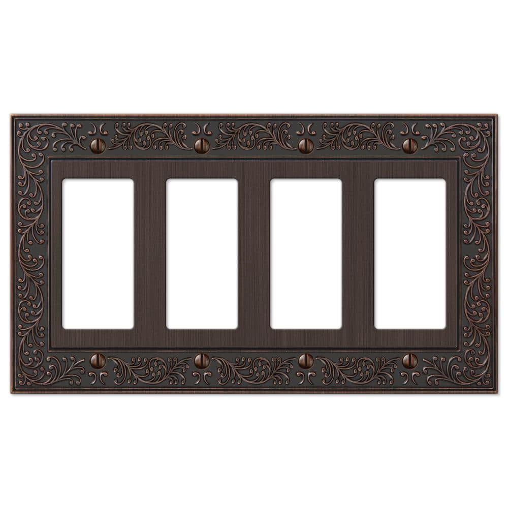 Aged Bronze Cast Metal Quad Rocker Wall Plate
