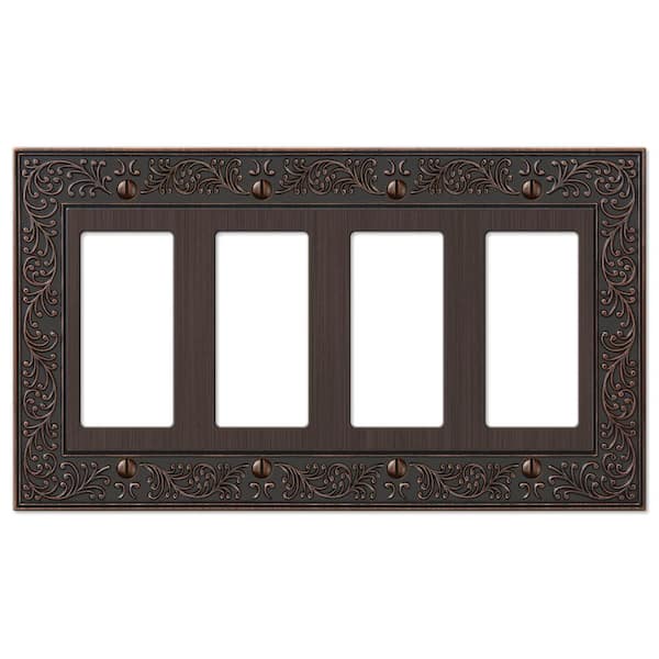 English Garden 4 Gang Rocker Metal Wall Plate - Aged Bronze