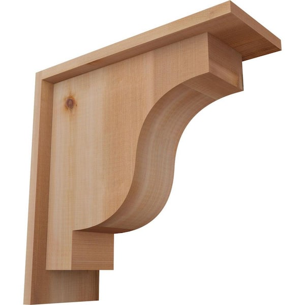 Ekena Millwork 5-1/2 in. x 14 in. x 14 in. Western Red Cedar Newport Smooth Corbel with Backplate