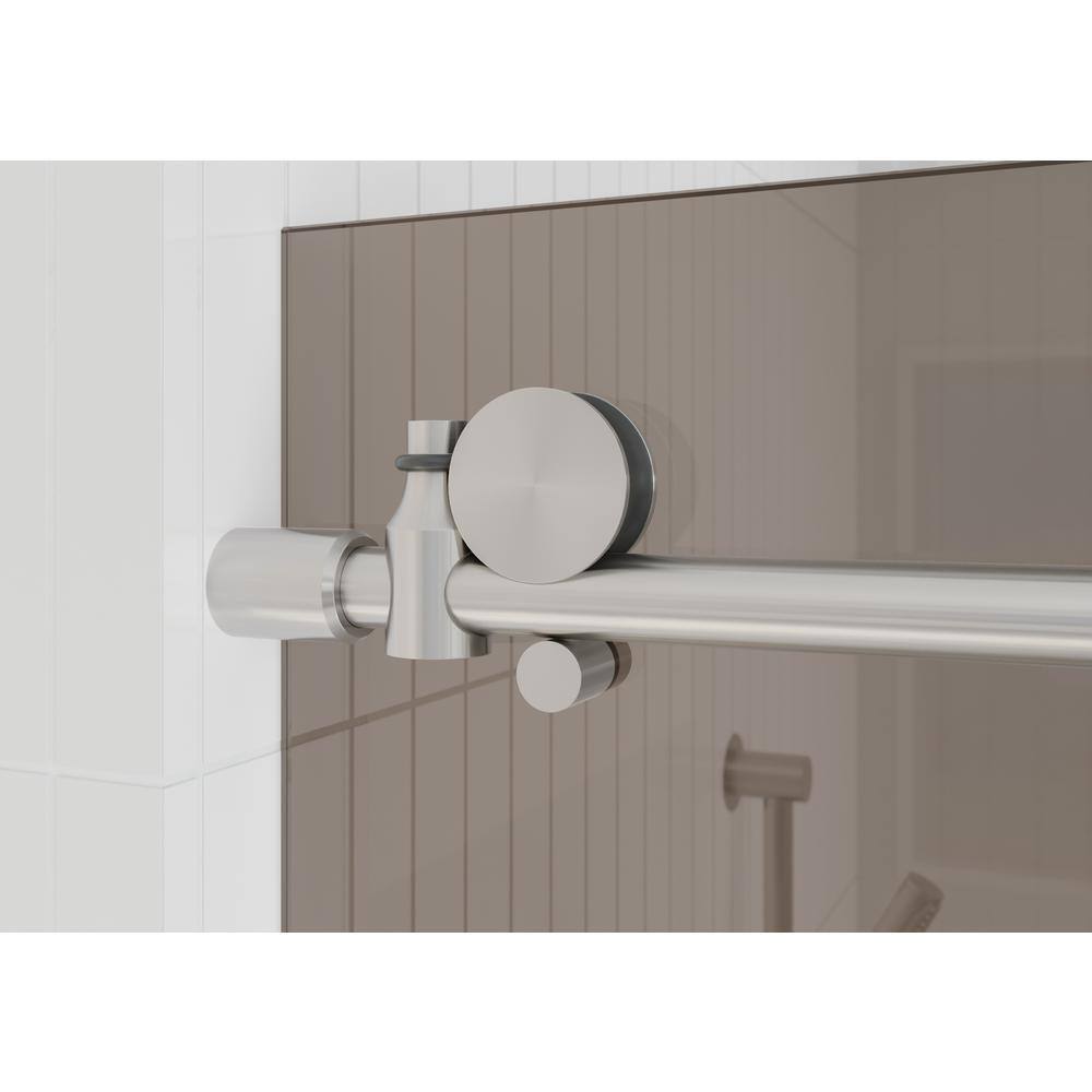 Equinox 60" Frameless Brushed Nickel Tinted Glass Sliding Shower Door