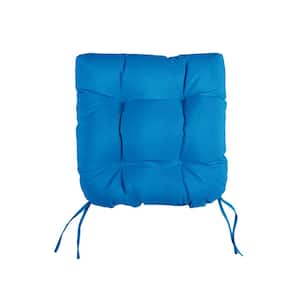 Blue Tufted Chair Cushion Round U-Shaped Back 19 x 19 x 3