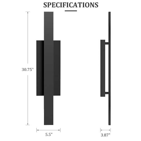 LamQee 30.75 in. Black Integrated LED Outdoor Hardwired Wall