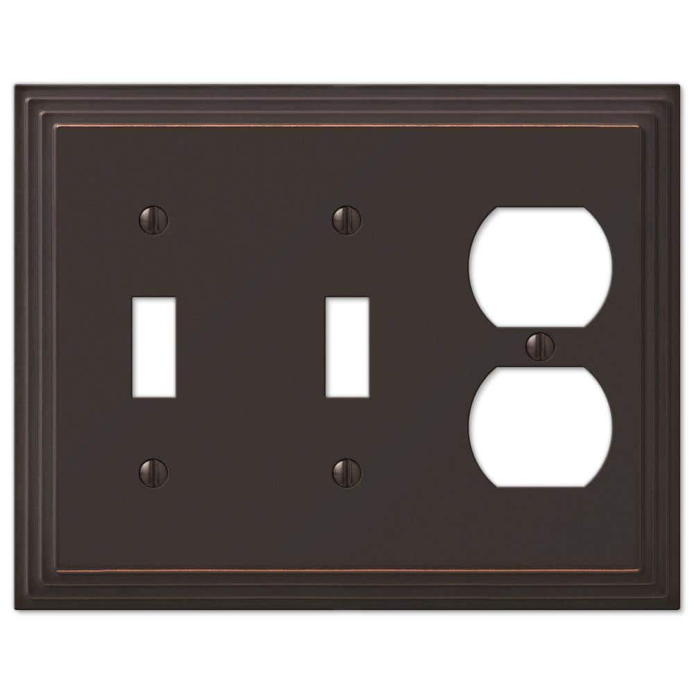 Aged Bronze 3-Gang Metal Wall Plate with Steps Design