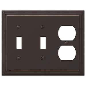 Tiered 3 Gang 2-Toggle and 1-Duplex Metal Wall Plate - Aged Bronze