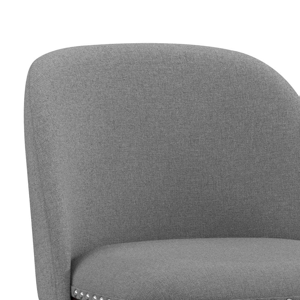Gray Faux Leather and Wood Swivel Counter Height Bar Stools, Set of 4