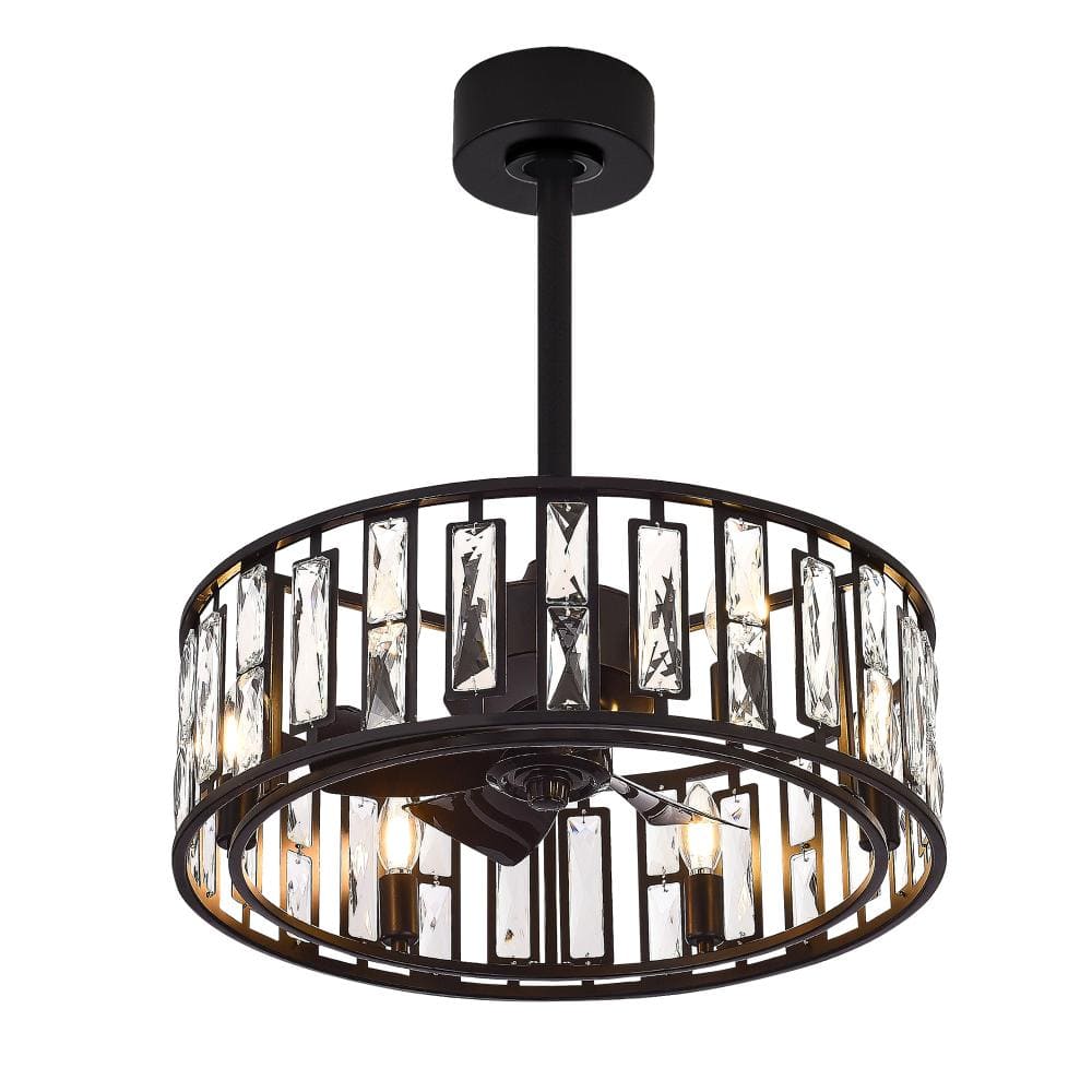 20 in. Black Crystal Caged Ceiling Fan with Light Reversible DC Motor 6-Speed with Remote Control price history on PriceWatchPro