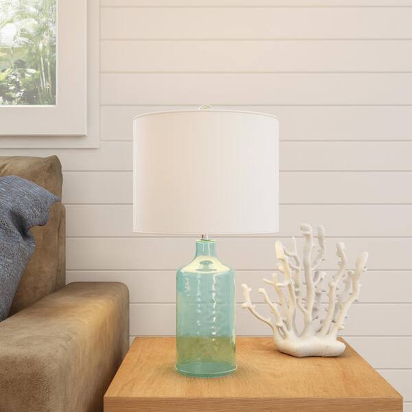 Lavish Home 20 in. Clear Blue Open Base Table Lamp HW1000036 - The