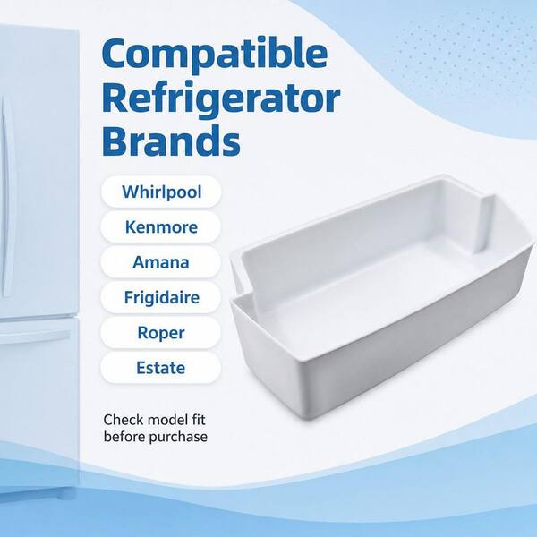 Numhew 1-Shelf White Refrigerator Door Shelf Bin Replacement