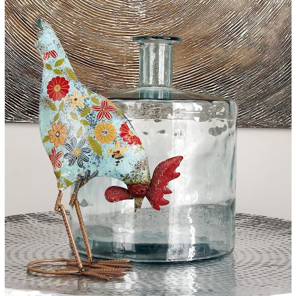 Litton Lane 17 in. Blue Spanish Recycled Glass Decorative Vase