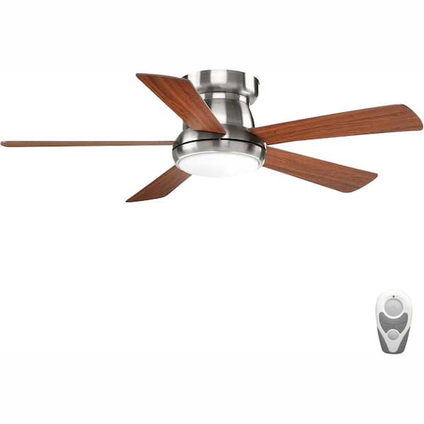 Progress Lighting Vox 52 in. Indoor Integrated LED Brushed Nickel Transitional Ceiling Fan with Remote for Living Room and Bedroom