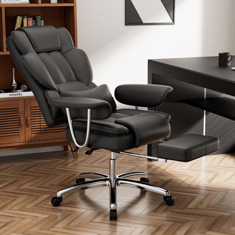 Sophia Big and Tall Faux Leather High Back Executive Chair in Black with Lumbar Support, Ergonomic Office Chair