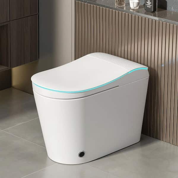 Smart Elongated Bidet Toilet 1.28 GPF in White with Heated Seat, Auto Flushing, Self-Cleaning Nozzle, Front Women's Wash