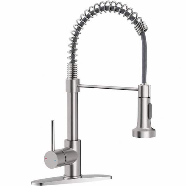 18.5 in. H x 10 in. W x 9 in. D Brushed Nickel Stainless Steel Kitchen Faucet, Sink Faucet with Pull Down Sprayer