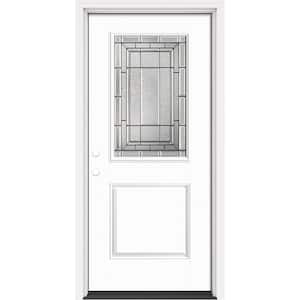 Performance Door System 36 in. x 80 in. 1/2 Lite Sequence Right-Hand Inswing White Smooth Fiberglass Prehung Front Door