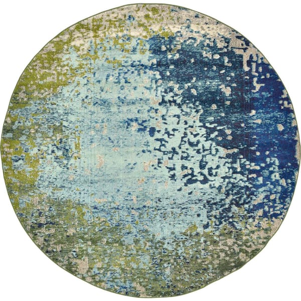 Unique Loom Estrella Vella Blue 8' 0 x 8' 0 Round Rug