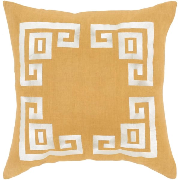 Livabliss Bouverie Tan Geometric Polyester 18 in. x 18 in. Throw Pillow