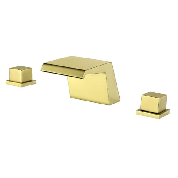 Boyel Living 8 in. Widespread Double Handle Bathroom Faucet with Built-in Cartridges and Water Supply Hoses in Brushed Gold