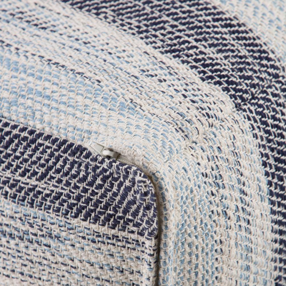 Patterned Blue Melange Cotton Square Pouf