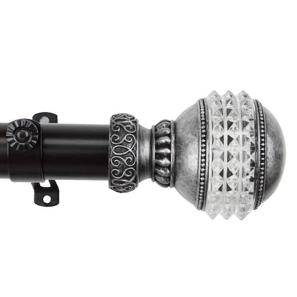 Rod Desyne Gemstone 48 in. - 84 in. Curtain 1.5 in. Dia Single Rod in Black