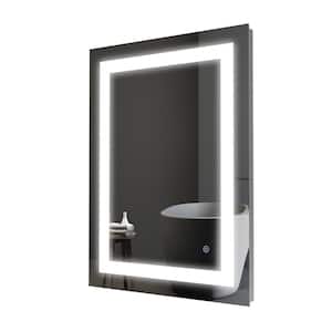 Yuris 24 in. W x 32 in. H Rectangular Fog Free Frameless LED Lit Wall Mount Bathroom Vanity Mirror in Silver