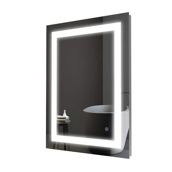 Modland Yuris 24 in. W x 32 in. H Rectangular Fog Free Frameless LED Lit Wall Mount Bathroom Vanity Mirror in Silver