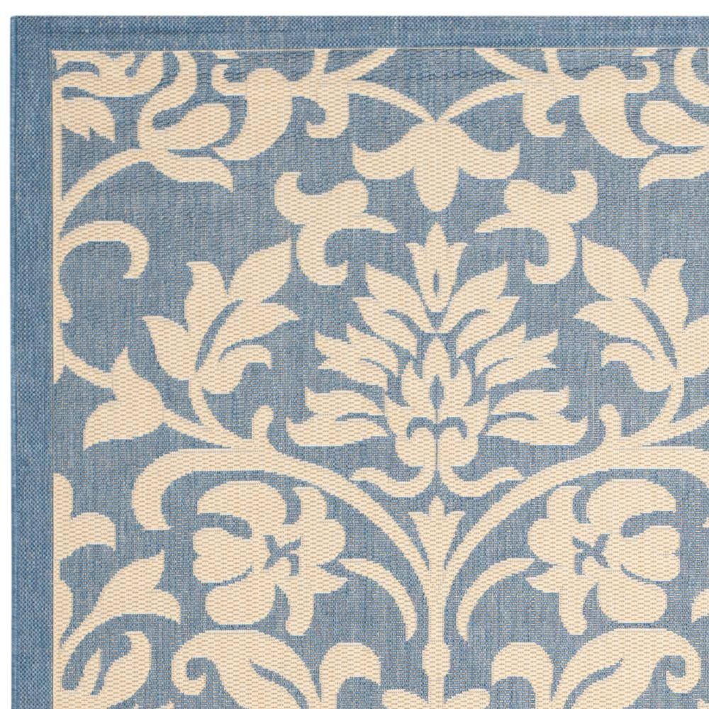 Blue Floral Motif Synthetic 9' x 12' Outdoor Area Rug