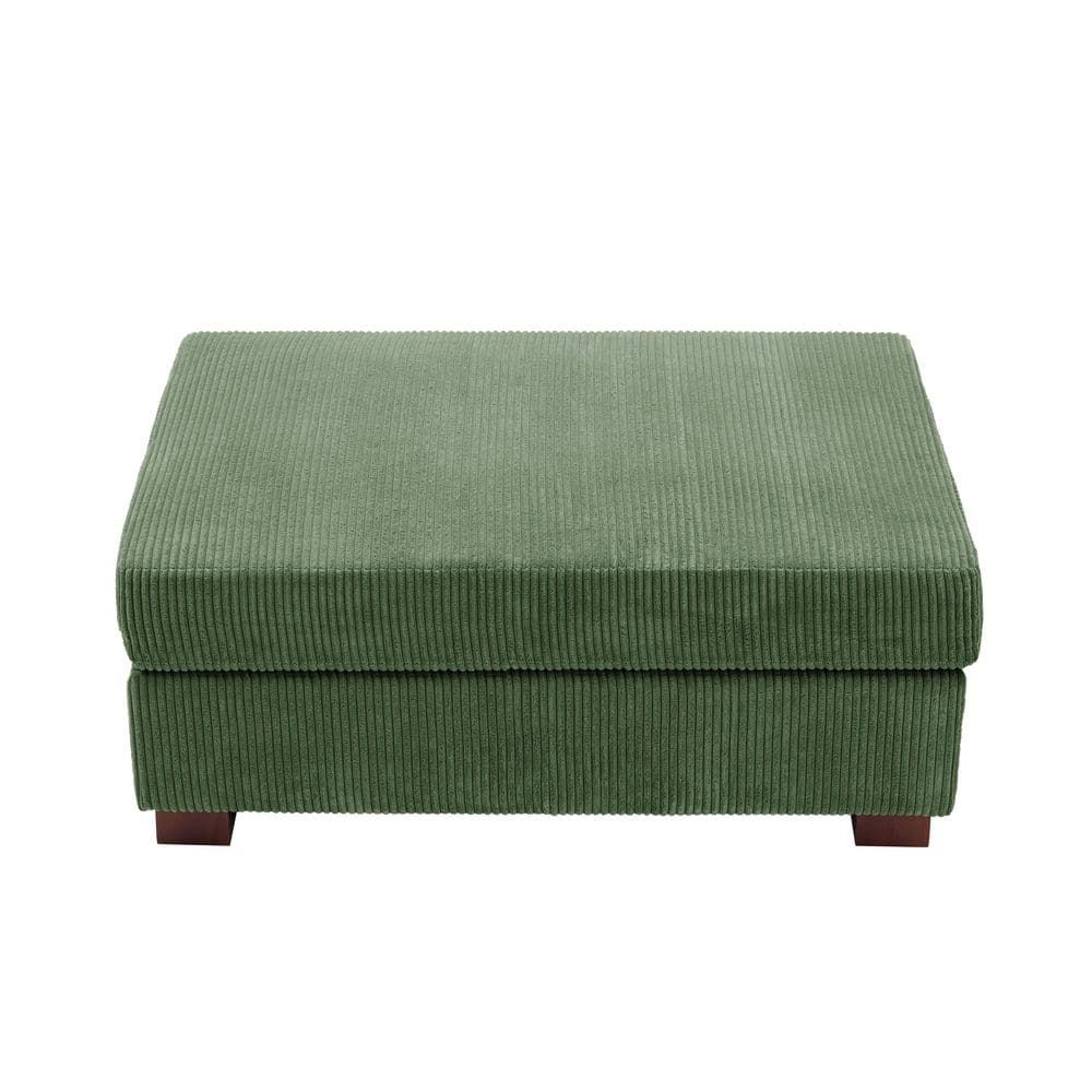 41.5 in. Green Corduroy Fabric Rectangle Ottoman with Wood Legs price history on PriceWatchPro