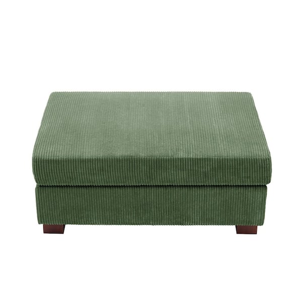41.5 in. Green Corduroy Fabric Rectangle Ottoman with Wood Legs