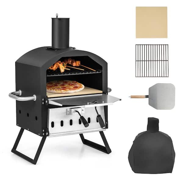 Gymax 2layer Wood Fired Pellets Charcoal Fueled Outdoor Pizza Oven w