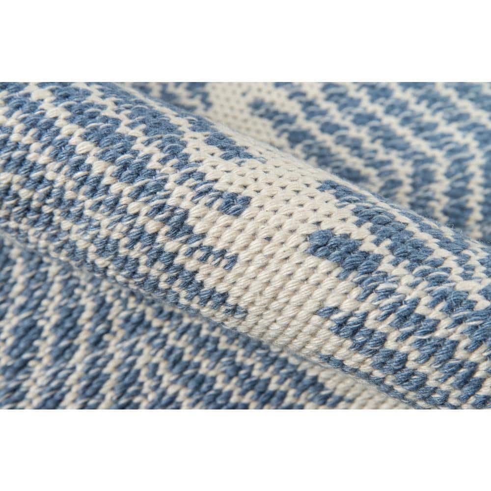 Denim and White Diamond Pattern Rectangular Area Rug