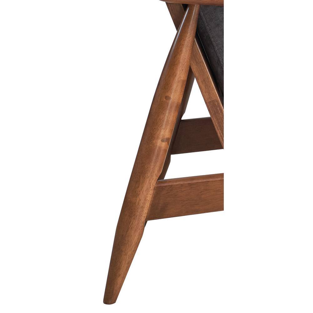 Charcoal Fabric and Brown Wood Mid-Century Modern Accent Chair