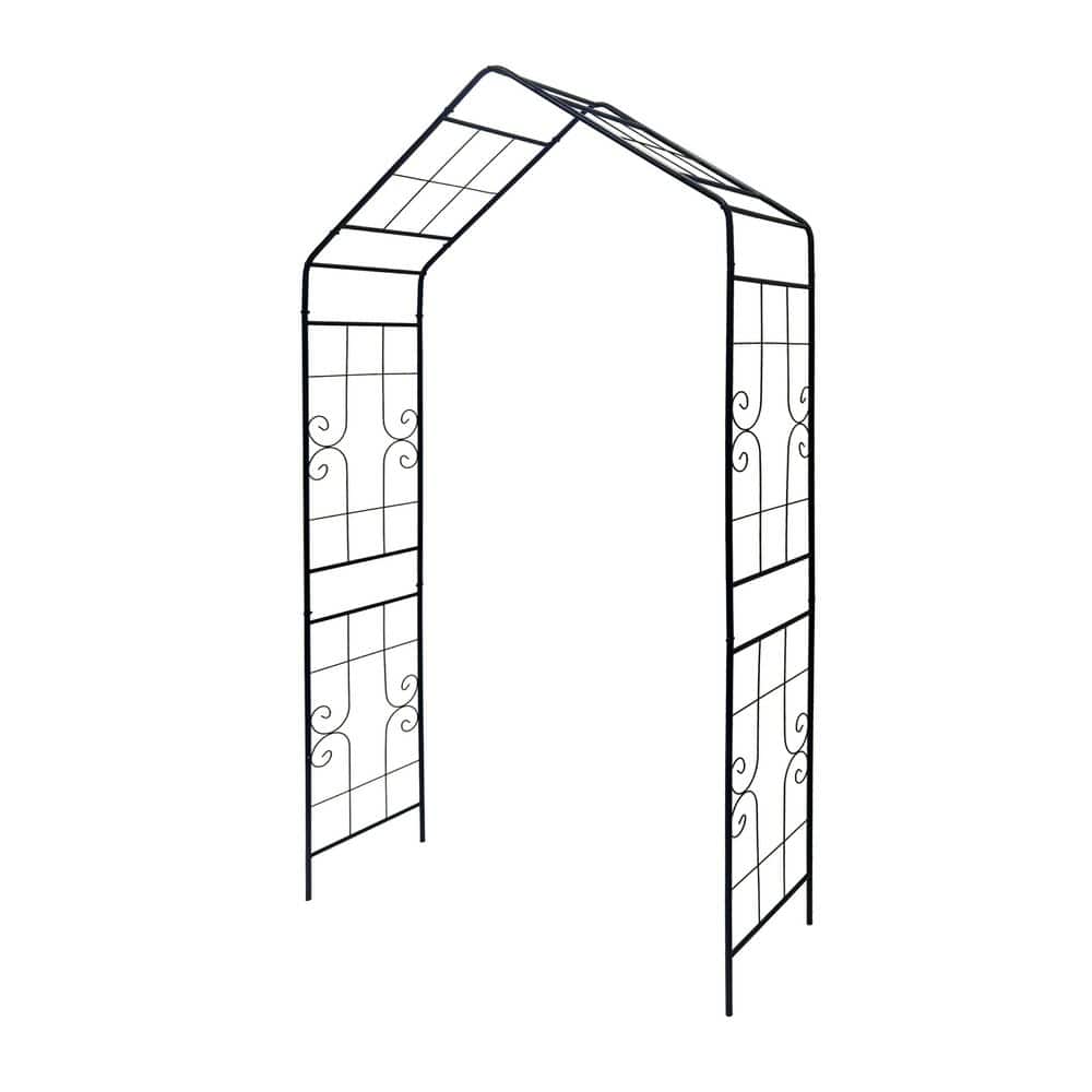 Black Series Outside Dimensions: 94.5 in. x 56.3 in. Iron Gothic Arbor, Arb