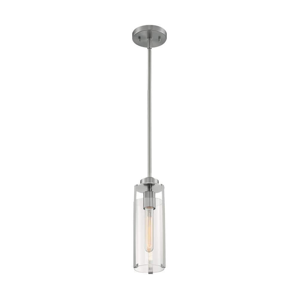 Marina Brushed Nickel Mini Pendant with Clear Glass Shade
