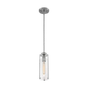 Marina 60-Watt 1-Light Brushed Nickel Shaded Mini Pendant Light with Clear Glass Shade and No Bulbs Included