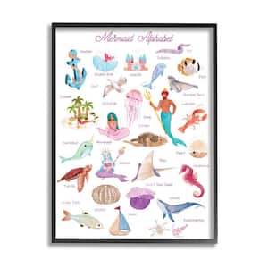 "Alphabet of Mermaids ABC Kid's Nautical Fantasy" by Ziwei Li Framed Nature Texturized Art Print 11 in. x 14 in.