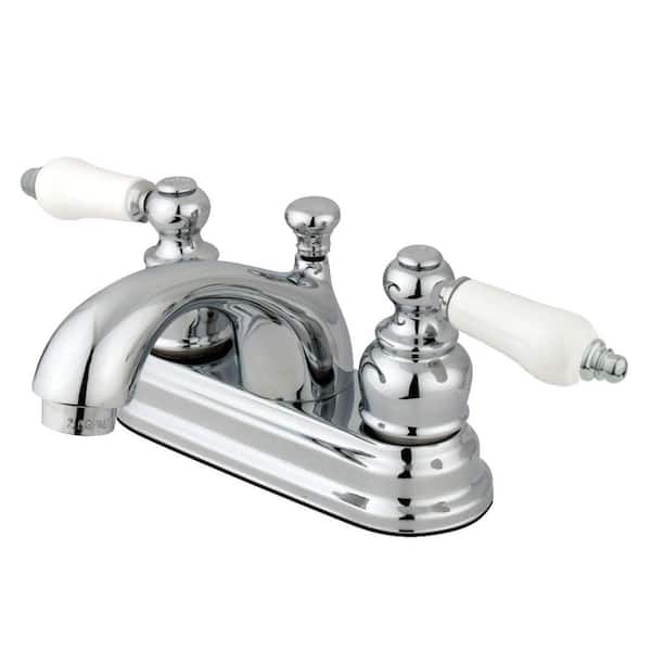 Kingston Brass Vintage 4 in. Centerset 2-Handle Bathroom Faucet with Plastic Pop-Up in Polished Chrome
