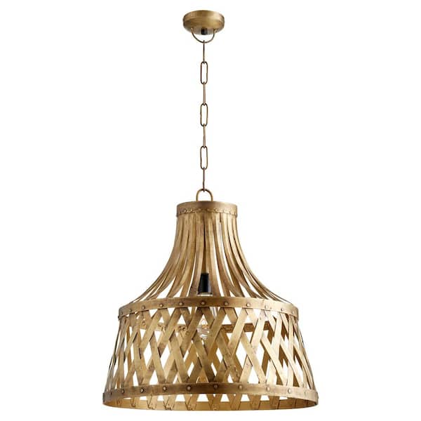 quorum Artisan 1-Light Cross Pattern Pendant-Light - Artisan Brass