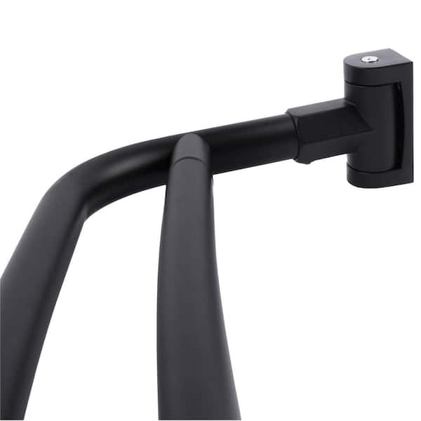 44 in. to 70 in. Black Aluminum Double Curved Wall-Mounted Shower Rod with Zinc Mounting Hardware, Elegant Finish