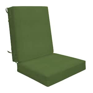 Textured Solid Artichoke Green Outdoor Highback Dining Chair Cushion