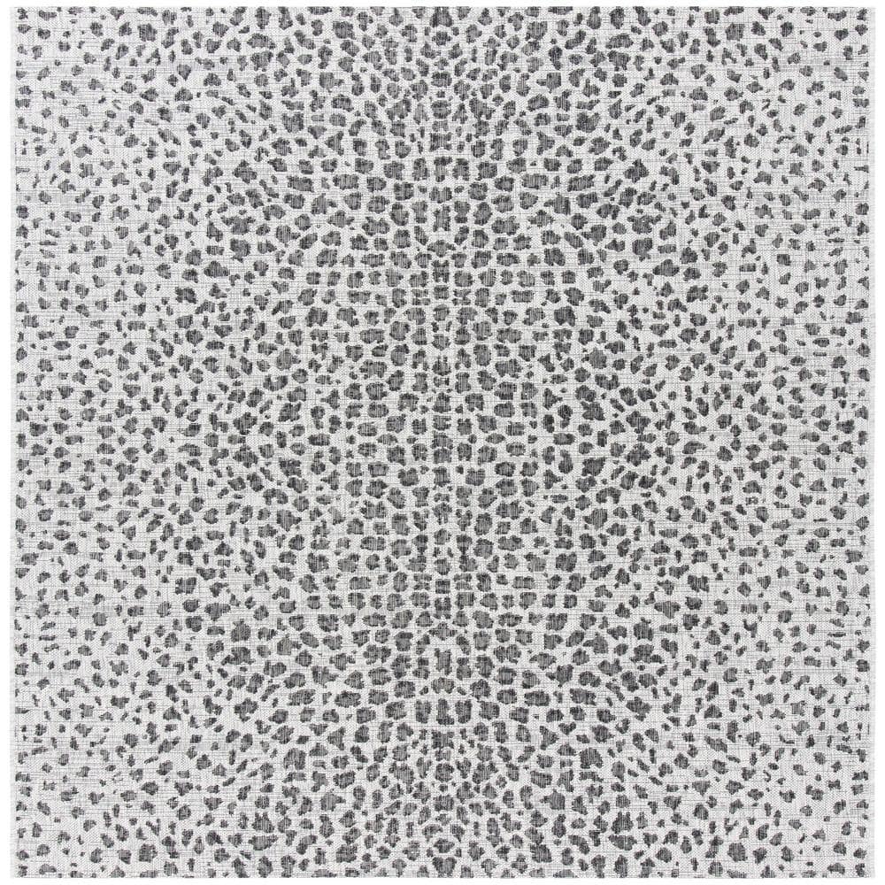 Courtyard Gray/Black 5 ft. x 5 ft. Cheetah Geometric Indoor/Outdoor Patio  Square Area Rug price history on PriceWatchPro