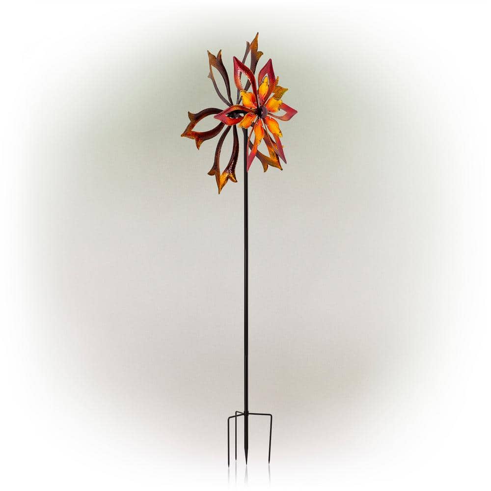 96" Brown Iron and Glass Dual Kinetic Garden Spinner