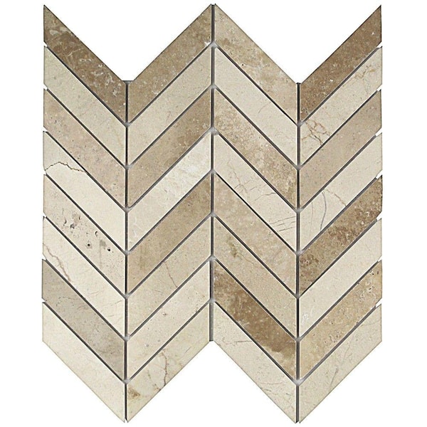 Ivy Hill Tile Dart Crema Marfil and Travertine Marble Mosaic Tile - 3 in. x 6 in. Tile Sample