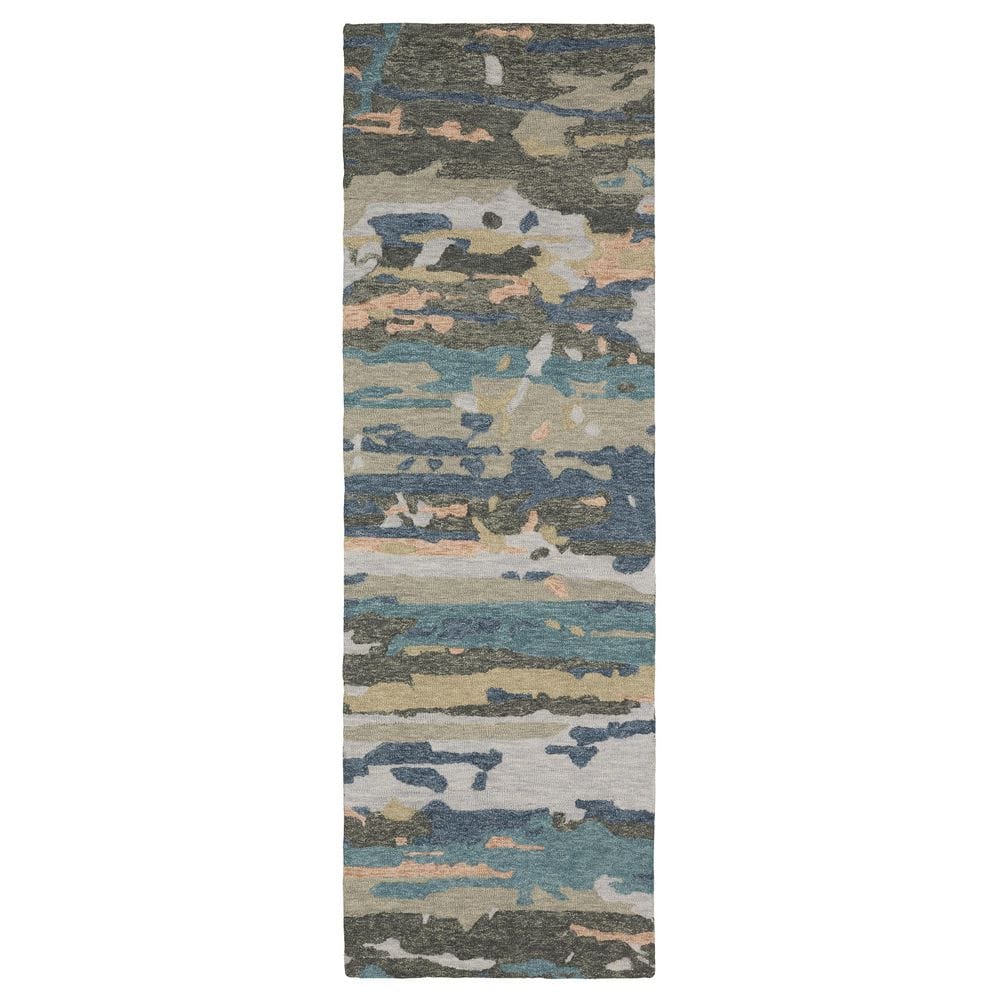 Keenan Gray/Blue 2 ft. x 8 ft. Abstract Wool Mixed-Pile Hand-Tufted Indoor Runner Area Rug price history on PriceWatchPro