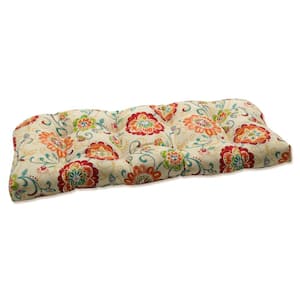 Floral Rectangular Outdoor Bench Cushion in Multi-Colored