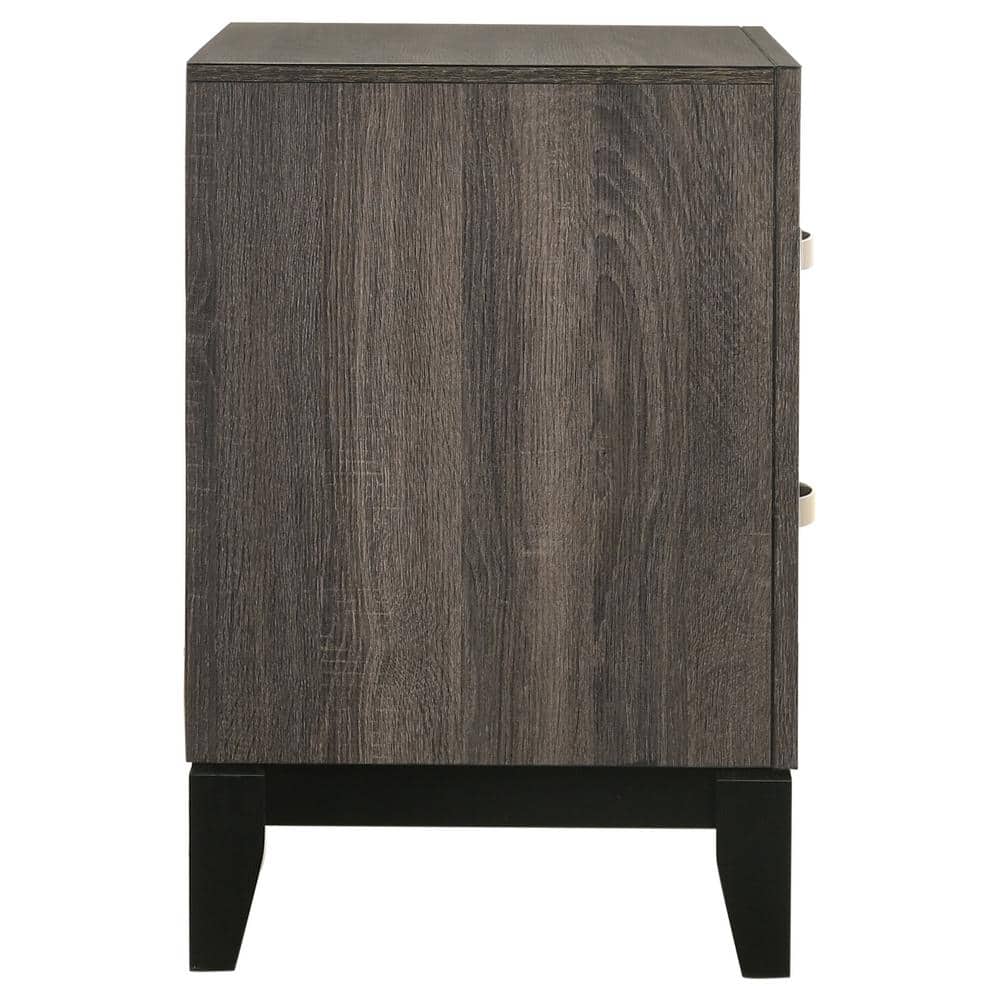 Watson 24" Gray Oak and Black 2-Drawer Nightstand