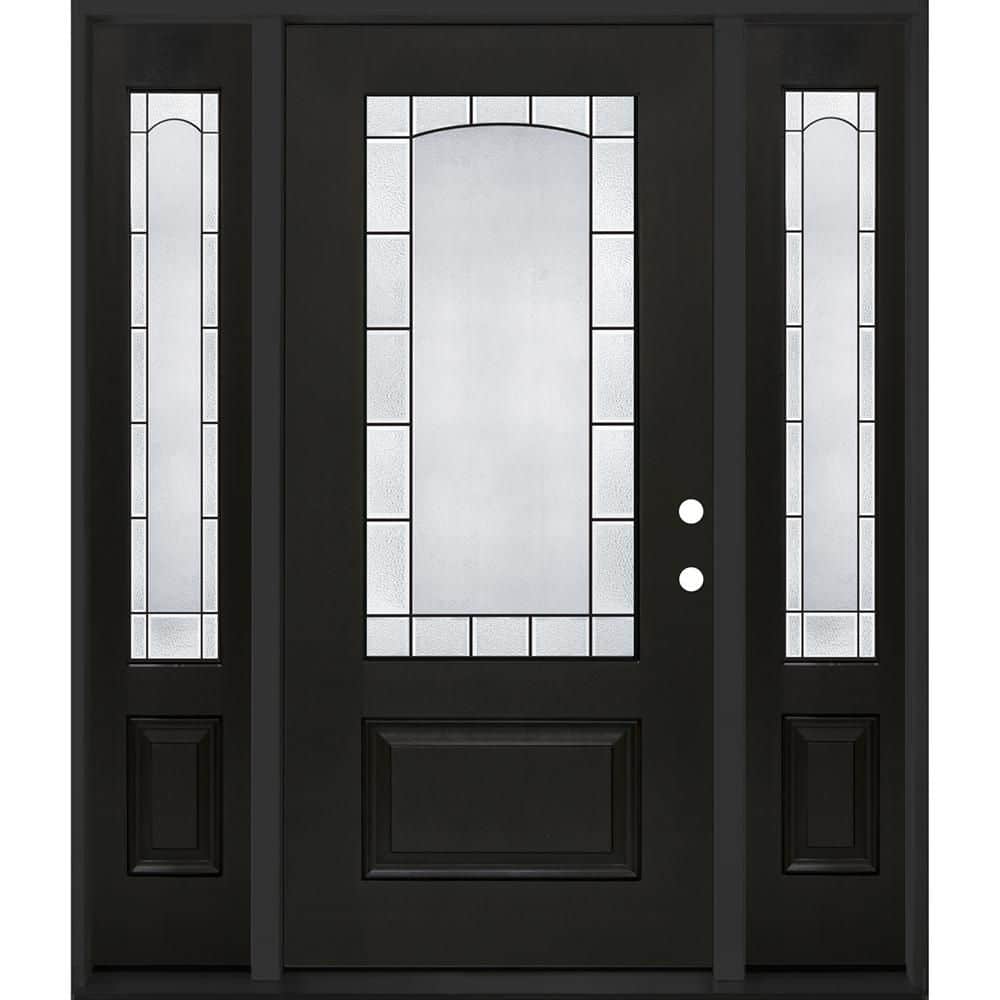 Regency 64 in. x 80 in. 3/4L Empire Decorative Glass LHIS Onyx Mahogany Fiberglass Prehung Front Door w/12in-SLs6-9/16 price history on PriceWatchPro
